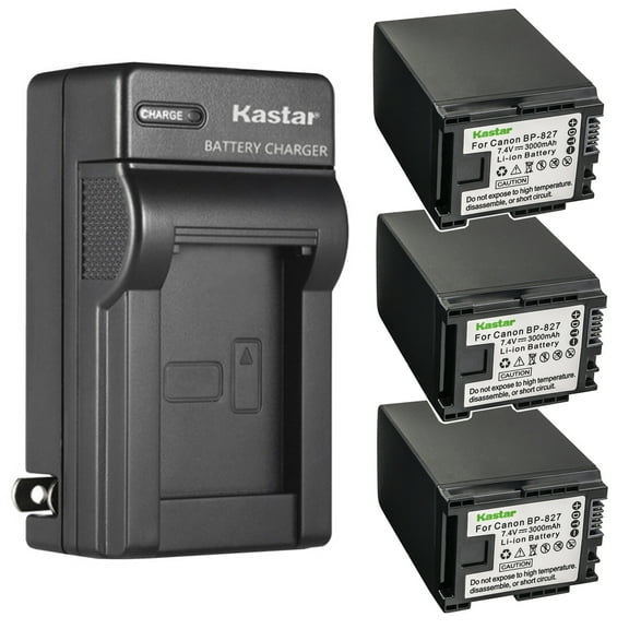 Kastar 3-Pack Battery and AC Wall Charger Replacement for Canon VIXIA HF M306 HFM306, VIXIA HF M40 HFM40, VIXIA HF M41 HFM41, VIXIA HF M46 HFM46, VIXIA HF M400 HFM400, VIXIA HF M406 HFM406 Camera