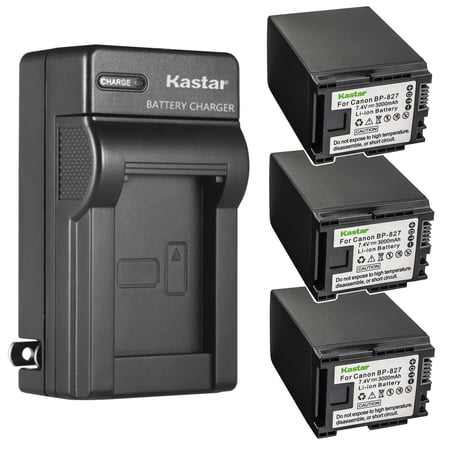 Kastar 3-Pack Battery and AC Wall Charger Replacement for Canon VIXIA HF M306 HFM306 VIXIA HF M40 HFM40 VIXIA HF M41 HFM41 VIXIA HF M46 HFM46 VIXIA HF M400 HFM400 VIXIA HF M406 HFM406 Camera