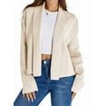 thumbnail image 2 of Womens Cropped Cardigan Open Front Shawl 2025 Fall Trendy Long Sleeve Sweater Jacket Rice Apricot M, 2 of 9