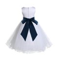 thumbnail image 3 of Ekidsbridal Satin White Peacock Tulle Rattail Flower Girl Dress Junior Bridesmaid Dance Recital Wedding Beauty Pageant Princess 829S S, 3 of 3