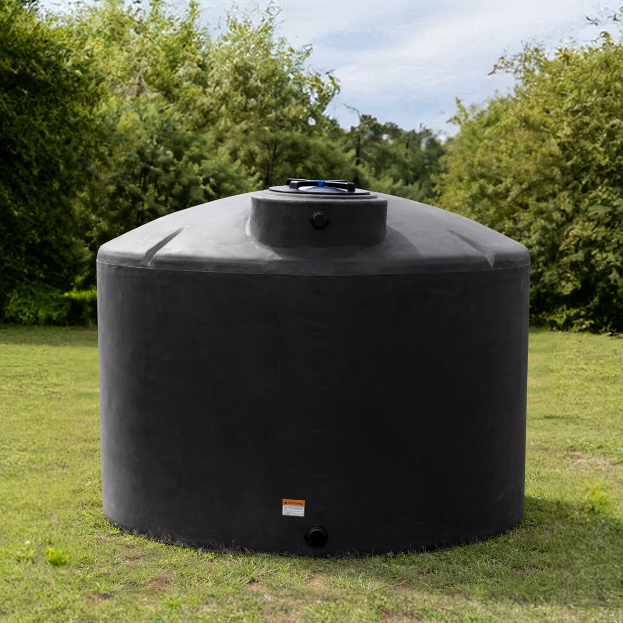 Norwesco Water Tank with 16" Lid, Outdoor Storage Container, 1550 Gallon, Black