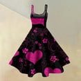 thumbnail image 3 of Women's A-line Dress Casual Fashion Valentine's Day Heart Print Off-Shoulder Sleeveless Dress Hot Pink XL, 3 of 4
