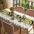 thumbnail image 3 of Bee Daisy Table Cloths for 3 Foot Rectangle Tables, Eucalyptus Leaves Botanical Love Plaid Patio Waterproof Elastic Fitted Tablecloths, Washable Rectangular Table Cover for Camping, 3 of 8