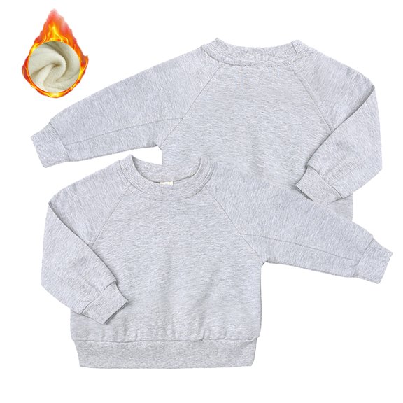 LYMAYTER Kids Unisex Fleece Outfit 2PCS Toddler Warm Solid Color Long Sleeve T-Shirt Tops Jogging Shorts Set for 1-14 Y