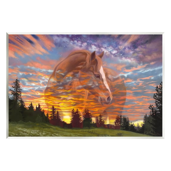 Stupell Industries Horse In Vivid Sunset Sky Animals & Insects Painting Unframed Art Print Wall Art