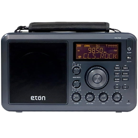 Eton Elite Field Radio with AM/FM, Shortwave, RDS, Bluetooth, Digital Tuning, Treble/Bass Control, 50 Memory Stations, External Antenna, Rich LCD Display, Retro Tabletop Design