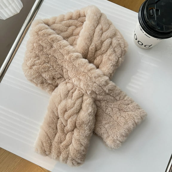 Firefly Hope 2 Pcs Beige Short Scarfs 31.5Γ5.12IN, Soft Fluffy Warm Polyester Winter Scarves for Daily Wear & Warm Keeping