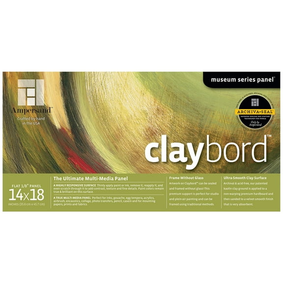 Ampersand Art Claybord, Uncradled, 1/8" Profile, 14" x 18"