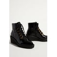 thumbnail image 2 of Cecelia New York Geraldine Black Patent Leather Wedge Lace Up Buckle Ankle Boots (Black Patent, 5.5), 2 of 4