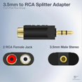 thumbnail image 4 of 2Pcs 3.5mm to RCA Splitter Adapter Gold Plated 3.5mm Male Stereo to 2 RCA Female Jack Y Plug Audio Converter, 4 of 5