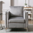 thumbnail image 4 of Tufted Button Armchair Velvet Accent Club Chair Mid Back Living Room Lounge Chair with Metal Legs, Modern Single Sofa Chair Fabric Upholstered Armchair in Grey, 4 of 8