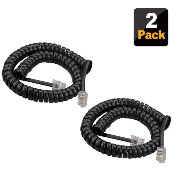 2 Pack Telephone Cord, 5Feet Uncoiled Phone Cord Works with All Corded Landline Phones,Handset Cord, Universally Compatible,for Use in Home or Office, Telephone Accessory