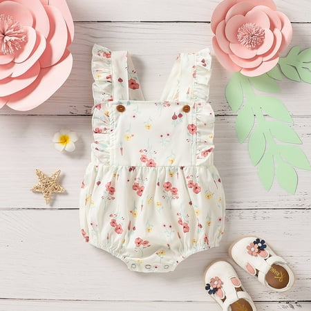 

niuredltd babys girls summer short sleeve flower prints romper bodysuit for babys clothes