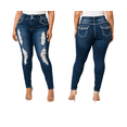 thumbnail image 4 of Jack David Womens Plus Size Distressed Ripped Destroy Blue Denim Jeans Skinny (N596-Ripped), 4 of 6