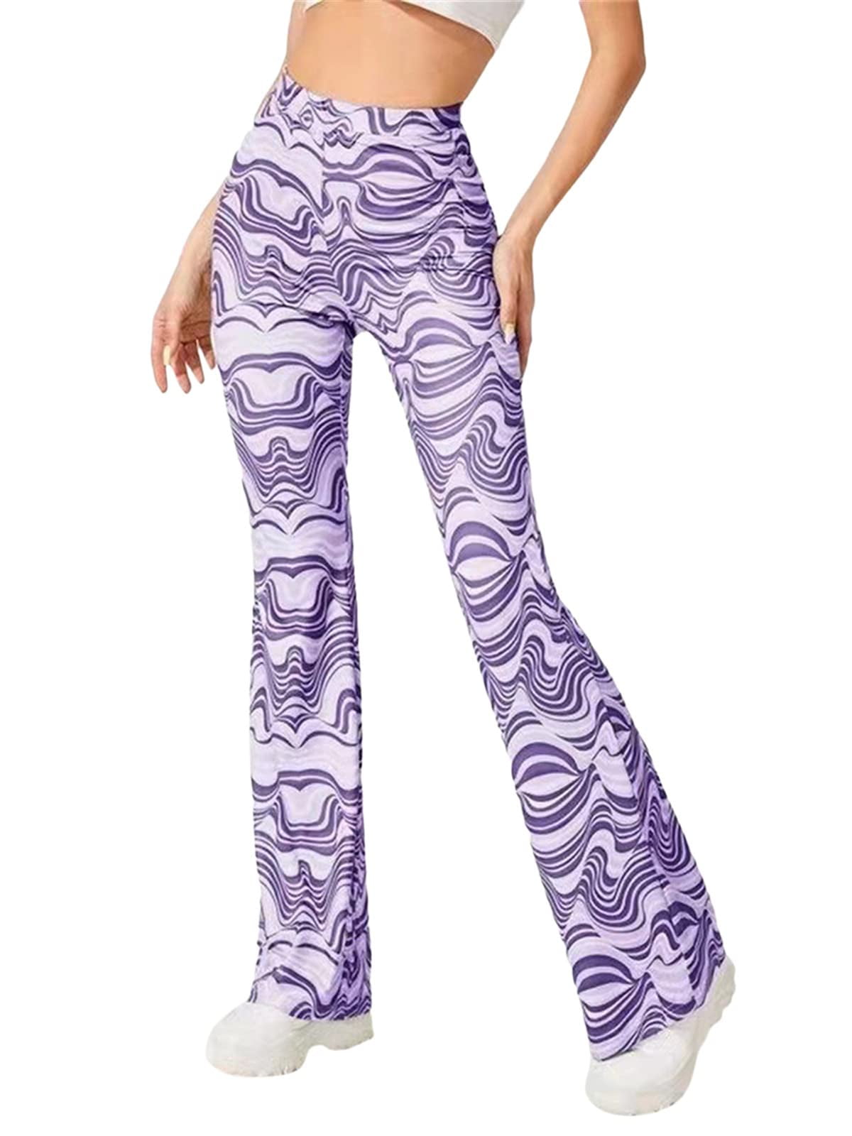 Women Boho Flare Leggings High Waisted 