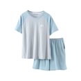 thumbnail image 2 of Prime Day Sales Today 2025!Viikei Womens Sets Lounge,Women's Casual Loose with Chest Cushion Round Neck Short Sleeve Shorts Set Light Blue L, 2 of 6
