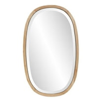 Tyler Dillon Oval Beveled Wall Mirror with Polished Wood Frame - 26"H x 15.75"W