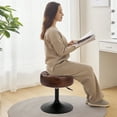 thumbnail image 4 of Furniliving Leather Adjustable Vanity Stool, Swivel Makeup Vanity Chair for Living Room,Bedroom, Dark Brown, 4 of 13