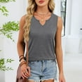 thumbnail image 6 of Timegard Summer Tank Tops for Women Notched V Neck Solid Color Fitting Comfy Casual Sleeveless Tops, 6 of 9
