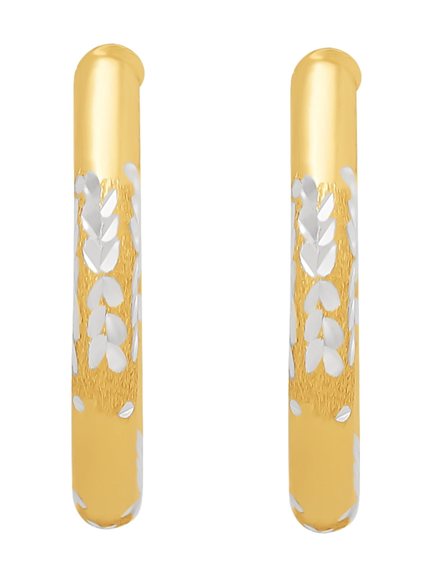 Brilliance Fine Women's Sterling Silver Two-Tone Polished and Diamond Cut Hoop Earrings