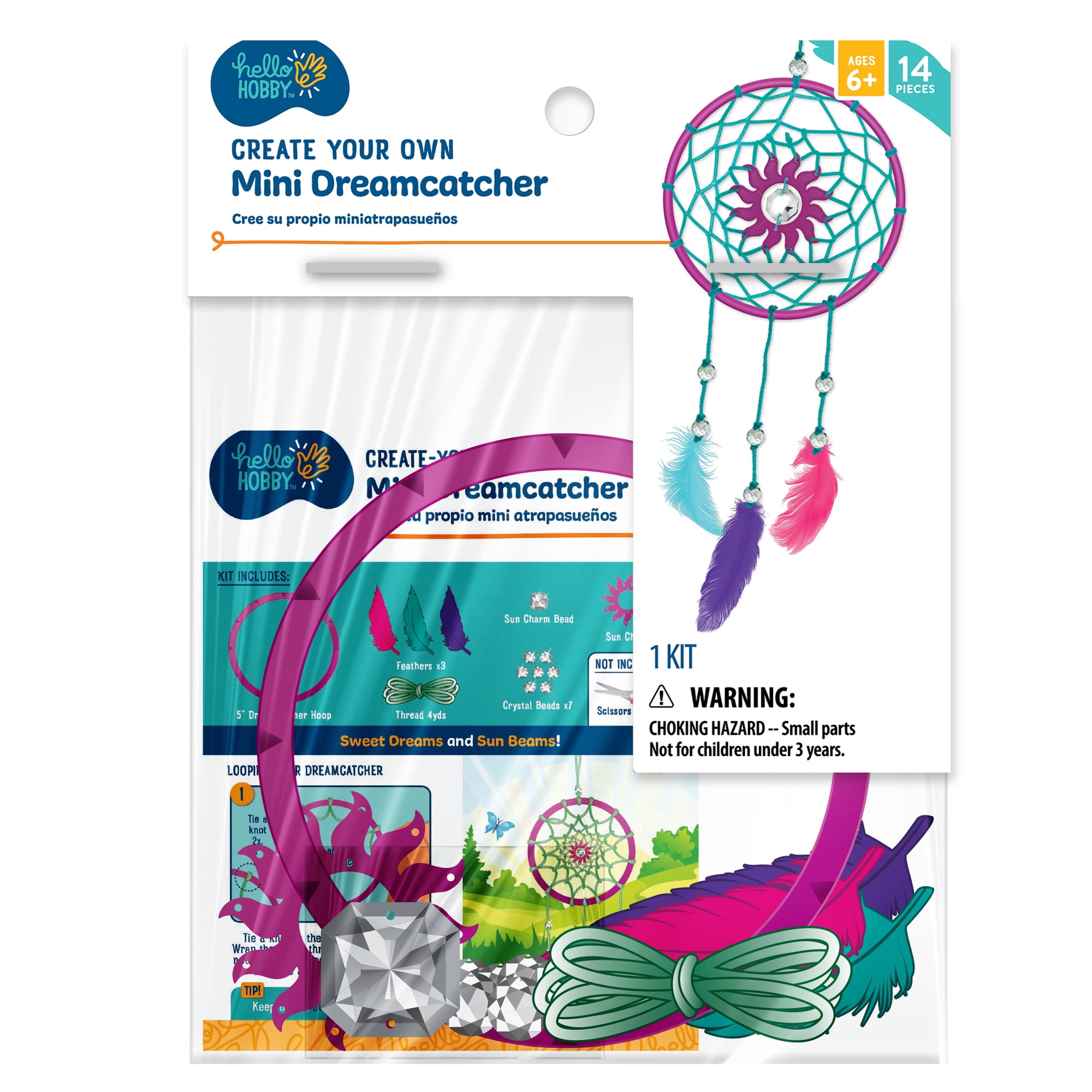 (2 pack) Hello Hobby Create Your Own Multi-Color Mini Dream Catcher Decoration, Child Craft Kit
