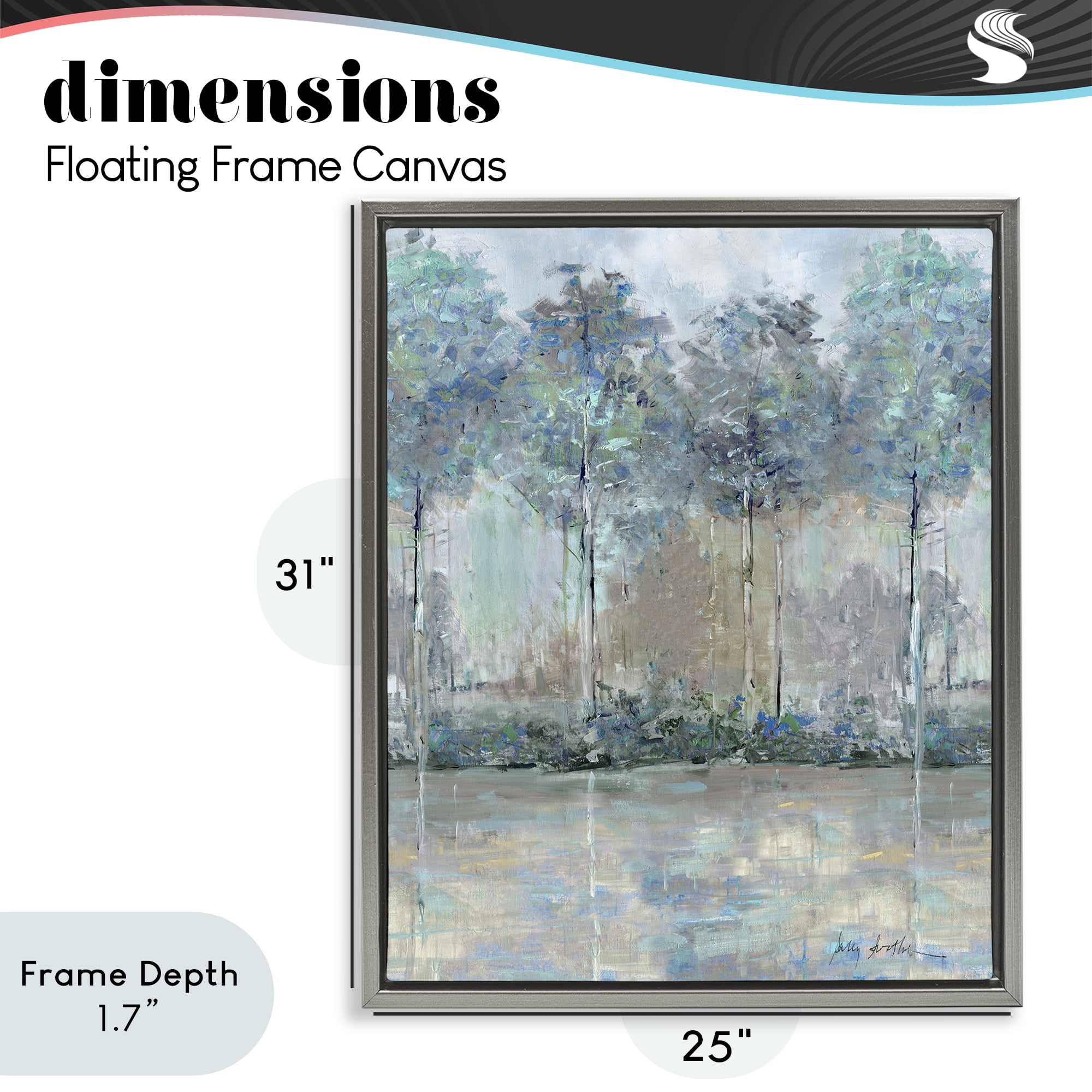 Stupell Industries Subdued Impression of Trees Gray Framed Floater Canvas Wall Art, design by Sally Swatland