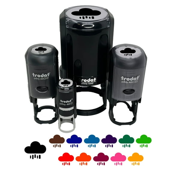 Rain Cloud Solid Self-Inking Rubber Stamp Ink Stamper - Black Ink - Mini 1/2 Inch