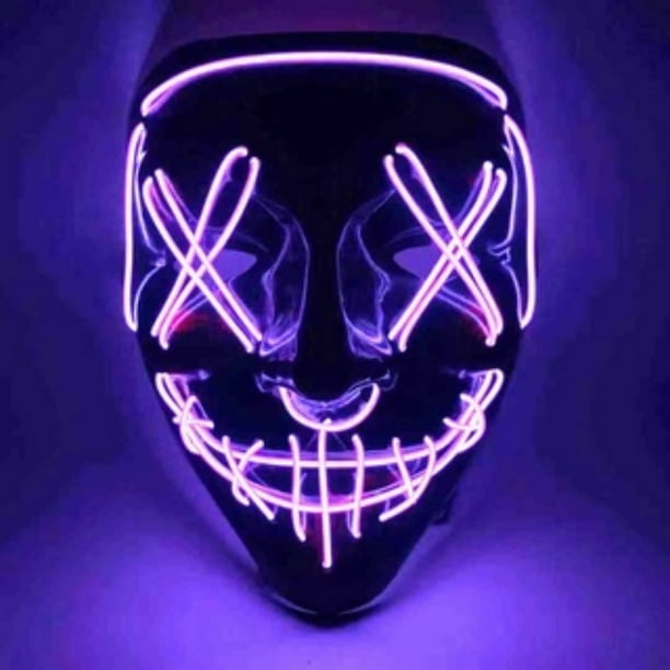 Máscara De Purga Led De Neón De Halloween Mascarada De Carnaval Máscaras De Fiesta Luz Luminosa En La Oscuridad Divertidas Disfraz De Cosplay Suministros