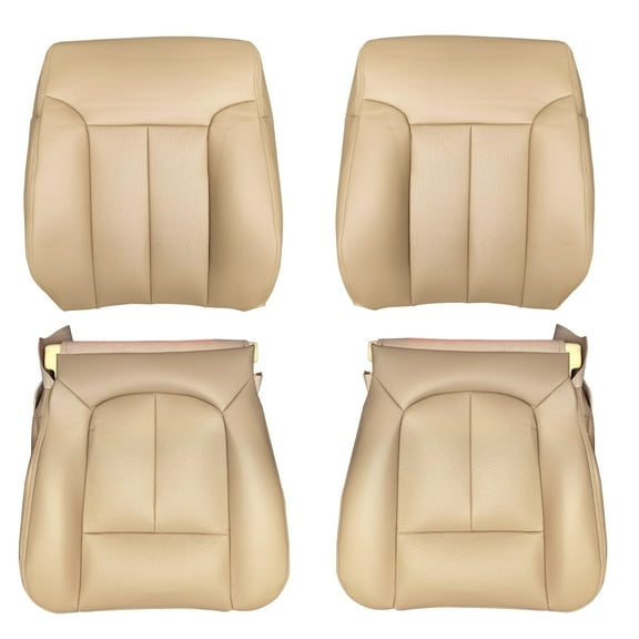 Maxpeedingrods Front Driver & Passenger Side Leather Seat Cover Tan Fit Ford F150 Lariat 09-14