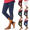 thumbnail image 4 of Minjewel Women's Casual Solid Color Butterfly Hollow Out Burned Cropped Pants,Yoga Base Capri Leggings for Workout,Dark Gray,M, 4 of 7