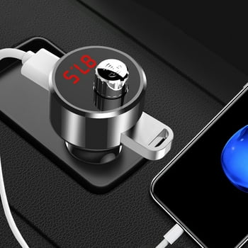 Auto Drive Low Profile Bluetooth FM Transmitter with Hands-Free Phone Calls&Dual USB Charging Ports.Compatible with s, s
