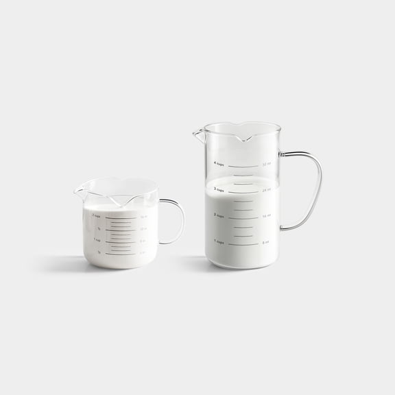 Genicook Borosilicate Glass Measuring Cups Set, 2-Pack (16.9oz & 33.8oz / 2.1 & 4.2 Cups), Dual Spout Triangle Design, Heat Resistant, Clear Scale for Cooking & Baking