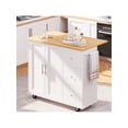 thumbnail image 1 of Isla de Cocina con Ruedas y Almacenamiento, Gabinete con Hoja Abatible, Carrito de Cocina Rodante con Manija para Toallas, Mesa Auxiliar Portátil para Cocina, 1 of 4