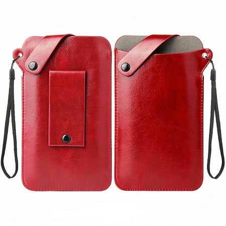 Allytech Small PU Leather Cellphone Bag [6.9"*3.9"] Carrying Case for All size up to 6.8" Phone Including iPhone Xs Xr XsMax X Samsung Galaxy Note 9 8 S9 Plus S8 Plus Hiawei Google ETC, Red