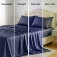 thumbnail image 6 of Lux Decor 100% Organic Viscose from Bamboo Sheets Set King - 4 Piece Ultra-Soft Luxury Cooling Bed Sheets, 16" Deep Pocket, Breathable & Hypoallergenic - Navy Blue, 6 of 10