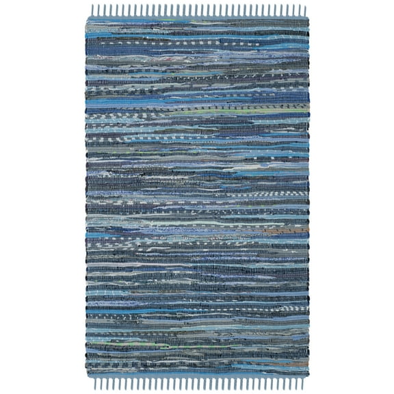SAFAVIEH Rag Candis Striped Cotton Area Rug, Blue/Multi, 3' x 5'