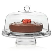 Libbey Selene 6 in 1 Cake Stand, Punch Bowl, Unique Space Saving Glass Cake Stand with Dome, Multi Purpose Cake Stand with Cover To Serve Snacks and More