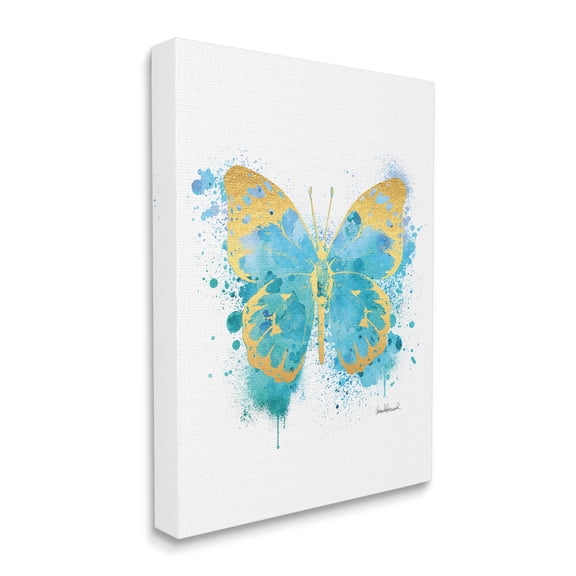 Stupell Industries Abstract Butterfly Turquoise Blue Paint Splatter Canvas Wall Art by Amanda Greenwood