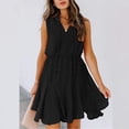 thumbnail image 2 of Robe Blanche Mode Femmes Été Casual V-Cou Taille Haute Sans Manches Robes Courtes, 2 of 6