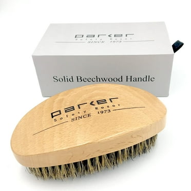 Parker Safety Razor Natural Boar Bristle Military Style Hair and Beard Brush with Genuine Beechwood Handle
