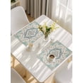 thumbnail image 5 of Beige Teal Boho Placemats Set of 4, Medieval Vintage Ethnic Floral Abstract Placemats for Dining Table, Place Mats for Kitchen Tabletop, Waterproof Wipeable Dining Table Mats Set, 5 of 9