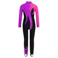 thumbnail image 4 of CHICTRY Kids Girls Sparkly Rhinestone Long Sleeve Unitard Full Body Jumpsuit One Piece Bodysuit Hot Pink&Purple 6, 4 of 5