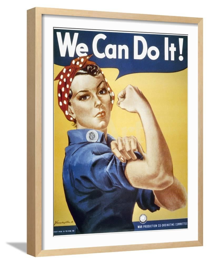 WWII Rosie The Riveter, Figurative World Culture Framed Art Print Wall