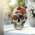 thumbnail image 2 of Lotusprinthandmade Skull with Mushroom Graphic Custom Shape Window Hanging Suncatcher 6in, skull and mushroom stained glass, mushroom skull window hanging, 2 of 6