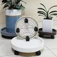 thumbnail image 3 of Plant Caddy, Plant Pot Stand with Rotating Wheels, Round Potted Plant Stand on Wheels, Wheeled Planter Saucer Tray Flower Pot Tray Flower Pot Rack for Balcony White, 3 of 7