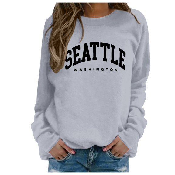 Sweatshirt For Womens Fashion Drop Shoulder Oversize Sweatshirts Trendy Casual Pullover Plus Size Workout Sweatshirts Funny Letter Sweatshirts Long Sleeve Crew Neck Pullover Hoodie For Women