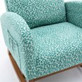 thumbnail image 6 of Accent Rocking Chair, Modern Upholstered Rocker with Tall Back and Wood Base, Single Sofa Chair Comfy Armchair Lounge Sofa Chair with Side Pocket for Living Room Bedroom Apartment, Leopard Teal, 6 of 7