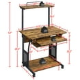 thumbnail image 3 of Yaheetech 3 Tiers Computer Desk with Printer Shelf for Home Office, Rustic Brown, 3 of 7