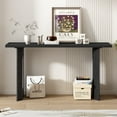 thumbnail image 2 of 59" Console Table,Wooden Sofa Table Entryway Table with Distinctive Round Hollow Legs for Hallway, Entrance, Living Room, Bedroom,Black, 2 of 7