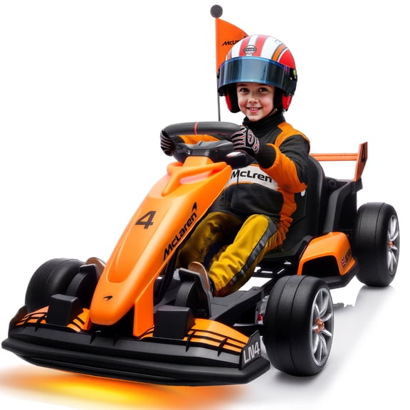 McLaren 24V Kids Electric Go Kart, 24V Powered Drift Racing Ride On Car Toy, 400W Dual Motor, 3-Level Adjustable Seat, Rear-Wheel Drive, 360° Spin Pedal Go Kart for Boys Girls Ages 6